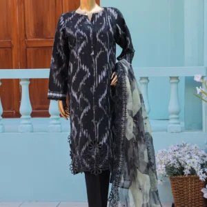 HZ Ninokara Embroidered Jacquard Suit Unstitched 3 Piece NJE-7010 Black