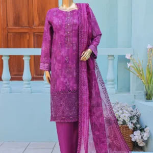 HZ Ninokara Embroidered Jacquard Suit Unstitched 3 Piece NJE-7011 Purple