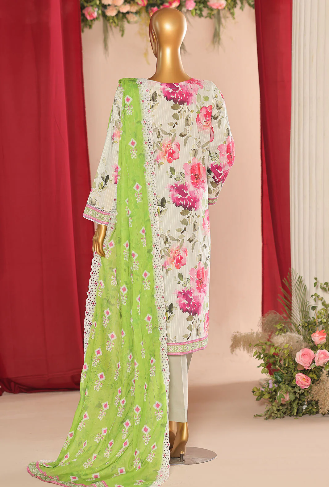 HZ Nayab Embroidered Lawn Suit Unstitched 3 Piece NPE 03 - Multi Color - Image 2