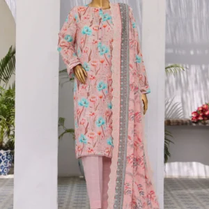 HZ Dhagakari Embroidered Khaddar Unstitched 3-Piece Suit PKD-504- Pink