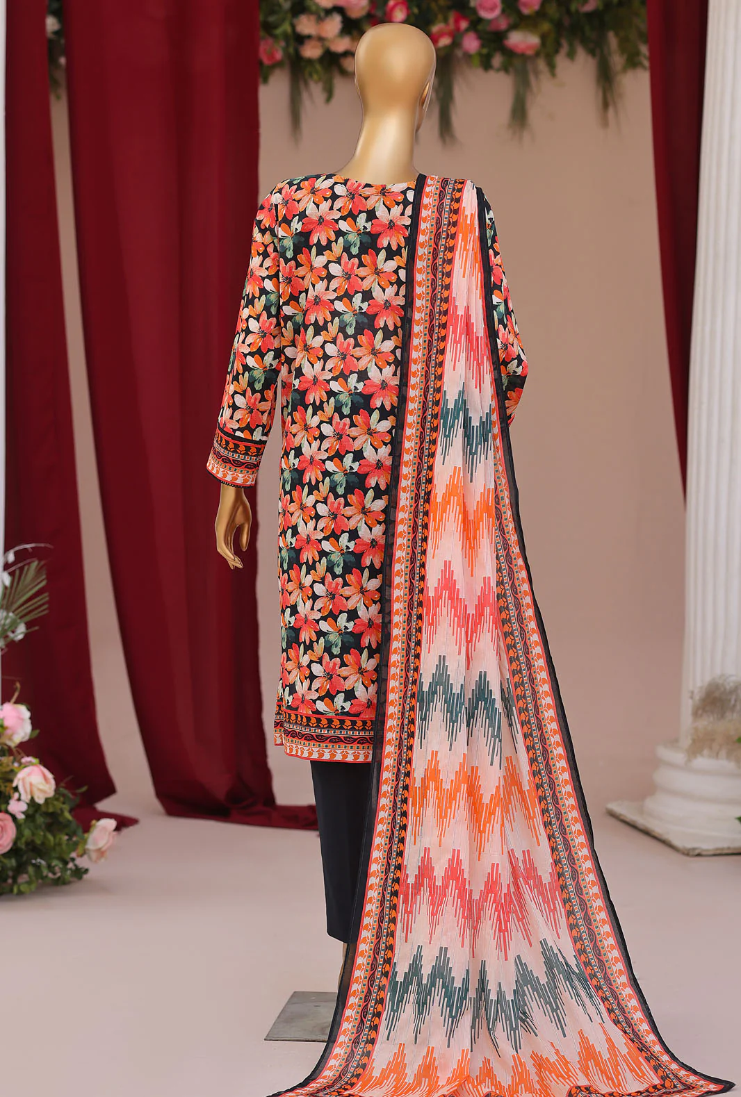 HZ Vital Embroidered Lawn Suit Unstitched 3 Piece VEC 02 - Multi Color - Image 2